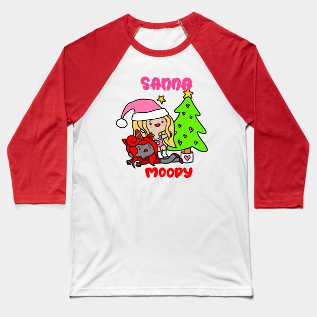 Sanna Moody Christmas Tree Baseball T-Shirt by Sketchy